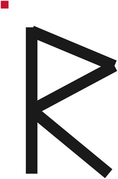 Raidho Rune Elder Futhark Symbol Badge, Viking Norse Vector Icon