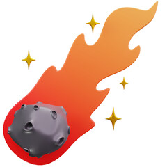 Flaming Meteor Asteroid 3D Illustrations © fyndertype
