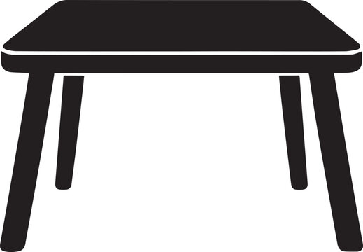 Black Table Vector Icon, Minimal Flat Furniture Symbol Isolated on White Background