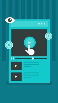Audience scrolling video content on mobile phones. Content creators monetizing video content on social media through paid partnership.