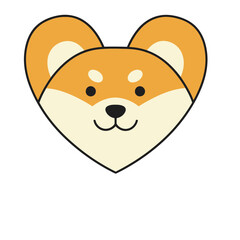 Obraz premium Cartoon Dog Face in Heart Shape