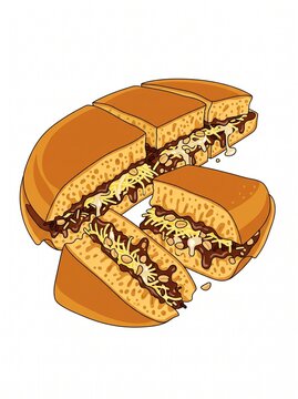 Indonesian Martabak Manis Sweet Pancake Dessert Vector Illustration