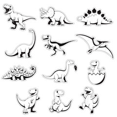 Cute Dinosaur Black and White Sticker Collection © Yogadhowie