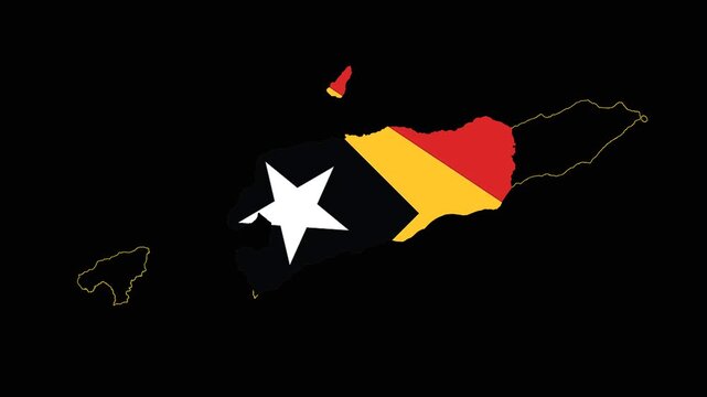 East Timor Administrative Boundary Reveal Animation on Black Background