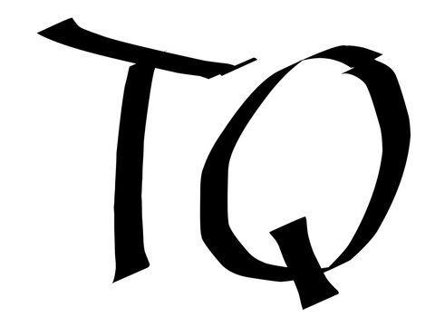 TQ font text handwritten on white background