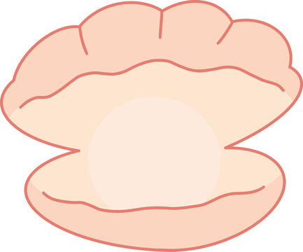 Open Seashell with Pearl Illustration