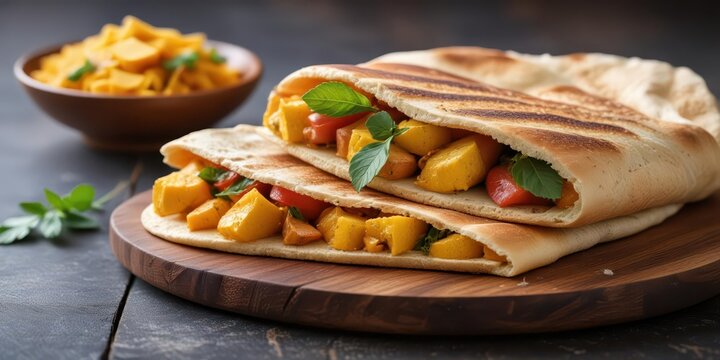 Braai Bread Curry Filling, night food, flatbread,  night food, flatbread