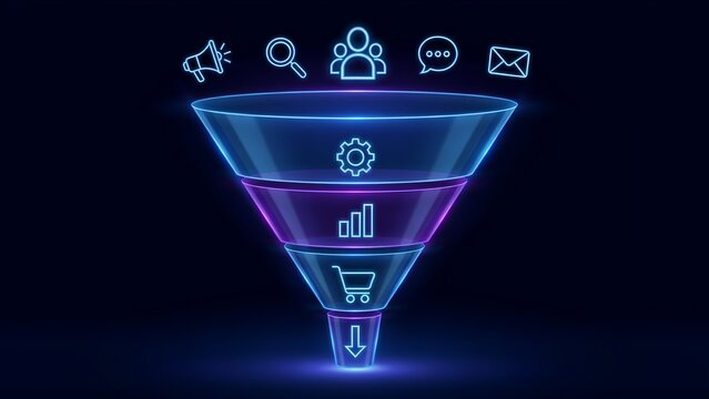 Digital Marketing Sales Funnel and Customer Conversion Strategy Concept