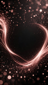 Rose gold New Year phone background with ribbon light trails