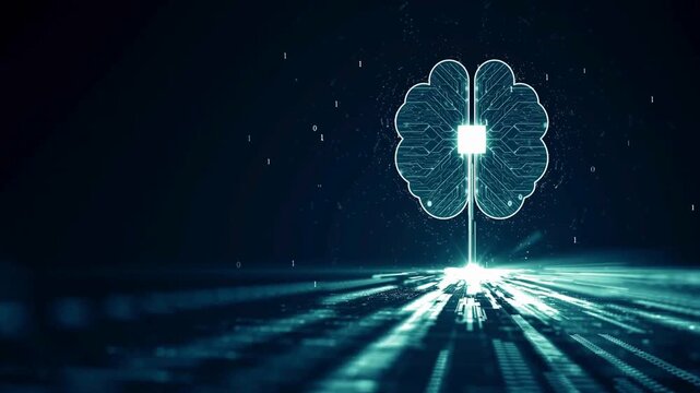 Neural network brain with futuristic light beams