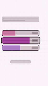 Vertical 9:16 animated winner highlight bars scaling up in violet and purple on a light background. Seamless looping 4K motion graphics in portrait format for interactive reels, shorts and story polls