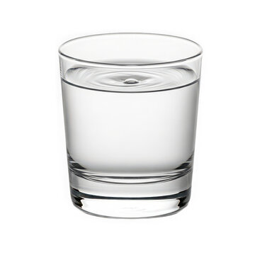 Clear glass of water with ripple effect isolated on white background