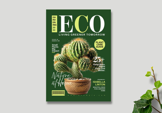 Eco Gardening Magazine Cover Page Template Layout
