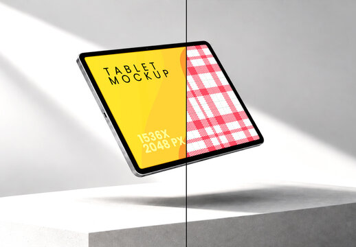Floating Tablet Screen Mockup
