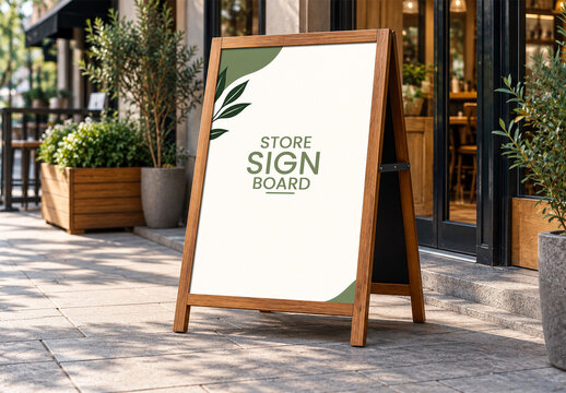 Minimal Wooden Sandwich Board Mockup