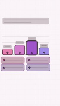 Vertical 9:16 animated survey results bars four columns in violet and purple on a light background. Seamless looping 4K motion graphics in portrait format for interactive reels, shorts and story polls