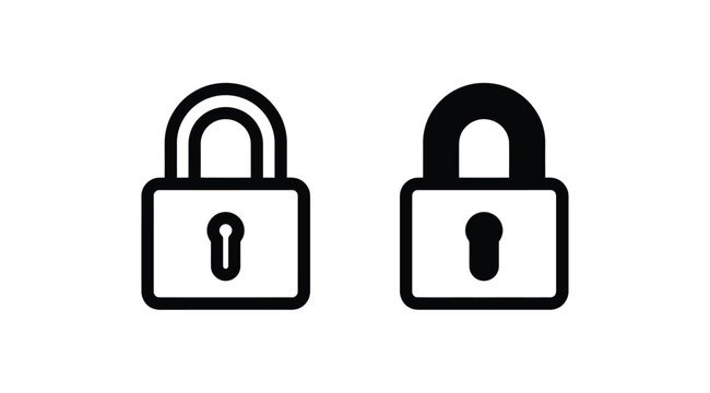 Lock icon vector set displaying padlock shapes in styles