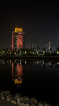 Lusail, Qatar, Hotel Ritz Carlton. Lake View of Beautiful New Developing city from Lusail City