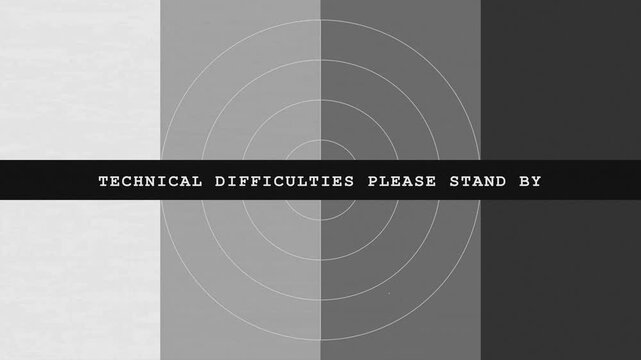Vintage Retro TV Test Pattern Signal for Technical Difficulties and Broadcast Errors