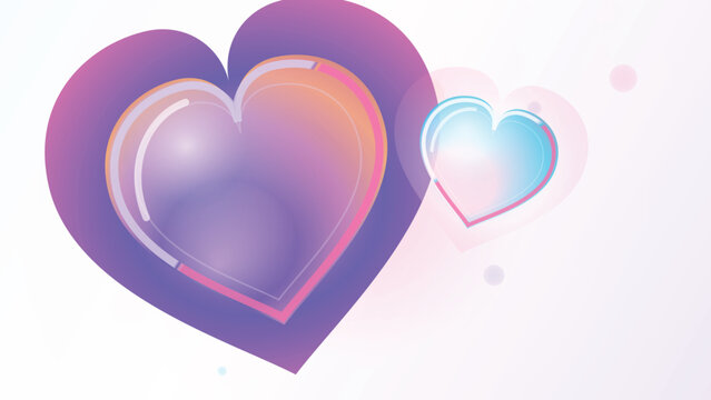 Floating iridescent bubble hearts on clean white background for modern minimalist aesthetic.