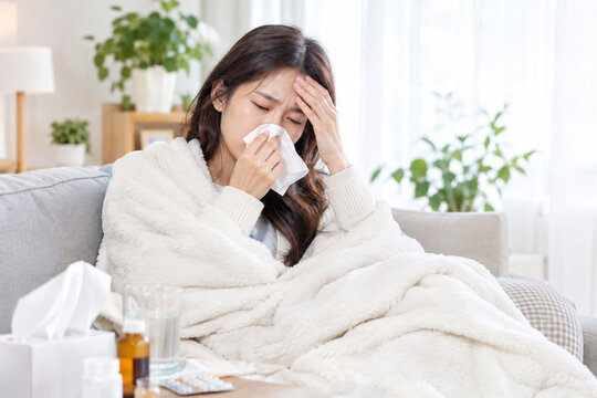 sick woman with cold