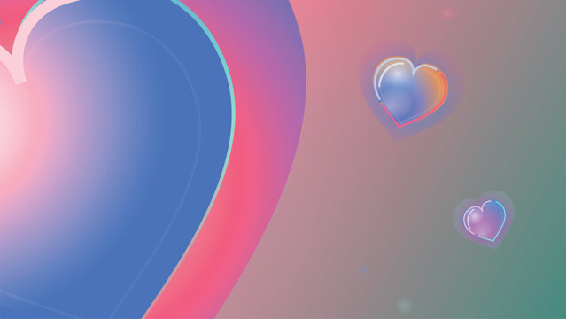 Minimalist heart shapes featuring blue and pink gradients for modern romantic greeting cards.