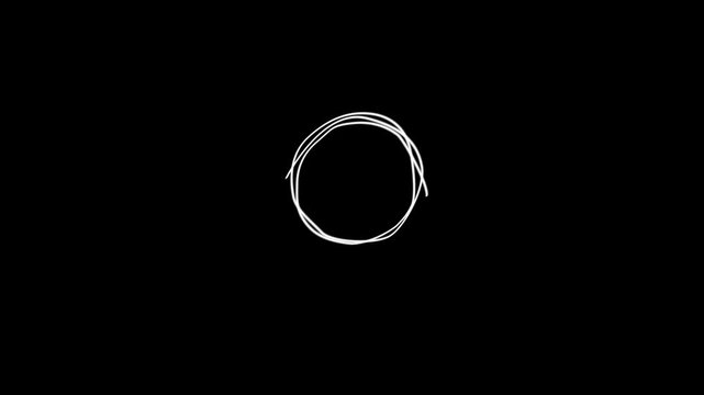 Seamless loop of hand drawn white sketchy circle animation for whiteboard and doodle style videos