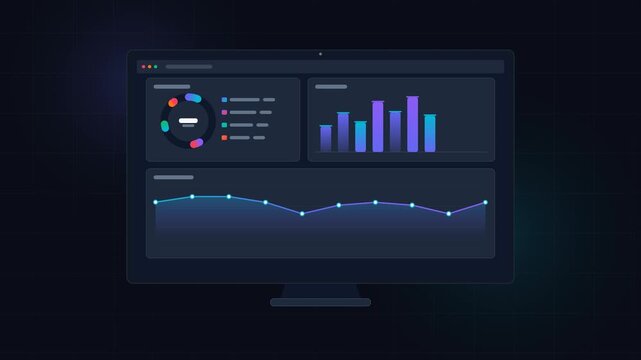 Modern business dashboard animation displays dynamic data charts and financial analytics in this high resolution motion graphics software user interface