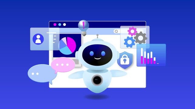 Cute AI Robot and Business Features Motion Graphics Animation [4K]