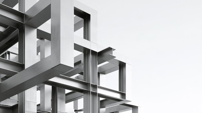 Modern architectural grey metal framework structure details