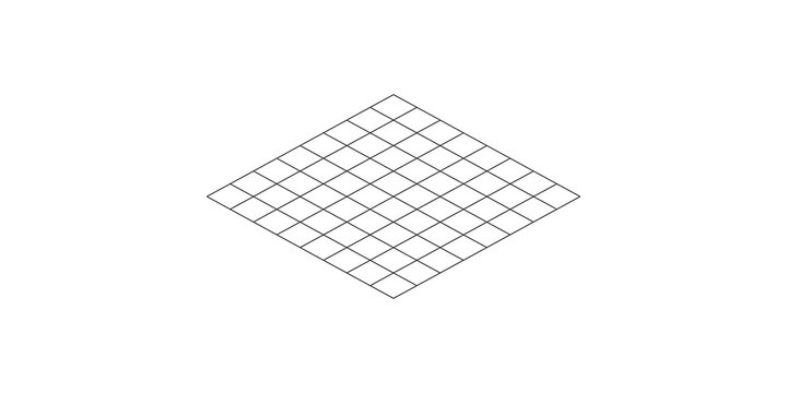Isometric black grid outline on background for blueprint planning use.