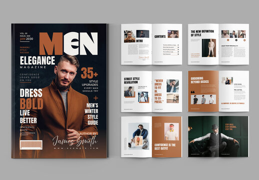 Men Elegance Fashion Magazine Template Layout