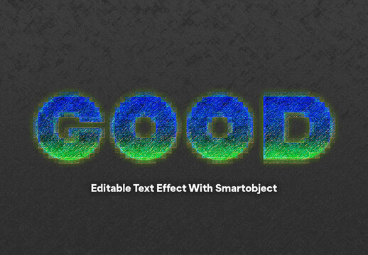 Glitch Typography Text Effect With Distressed Blue Texture