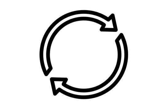 Circular refresh arrow icon in black outline style