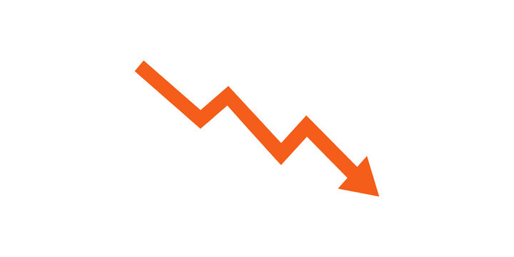 Orange falling zigzag arrow illustrating decline and economic crisis.