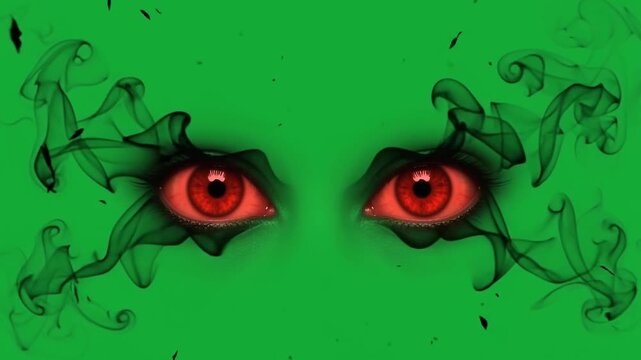 Halloween green screen spooky scary red eye eerie demonic angry furious wicked evil fierce malevolent terrifying supernatural witch monster beast