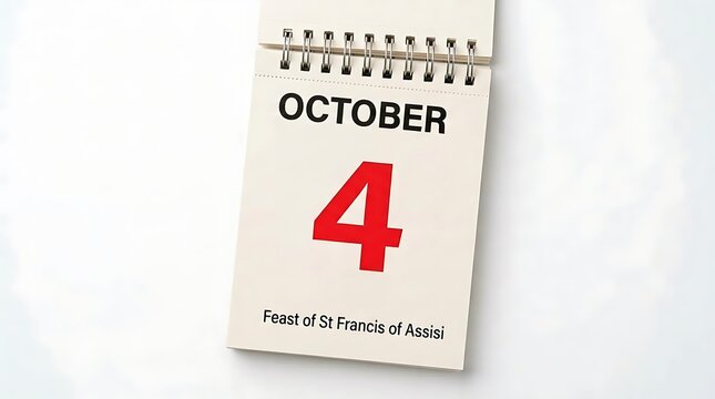 Calendar page showing the feast of st francis of assisi on october 4