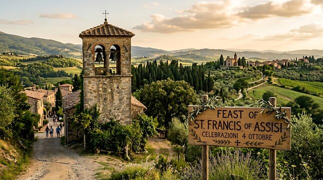 Wooden sign for the feast of st francis of assisi in italy