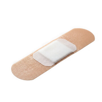 Adhesive fabric bandage strip for medical first aid isolated on a transparent background
