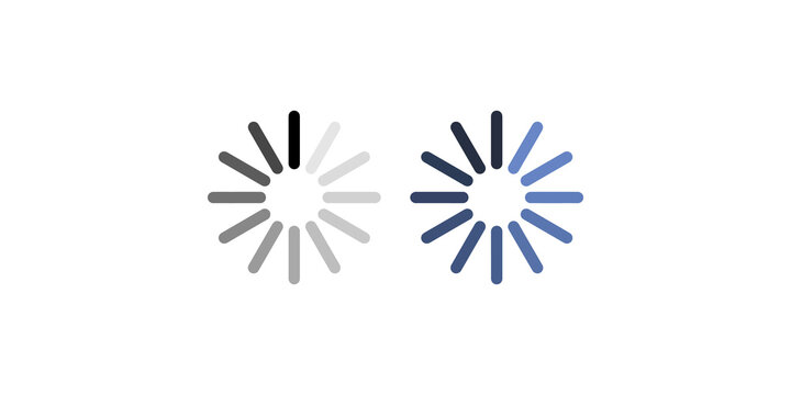 Two loading icons in grey and blue for website or app interface.