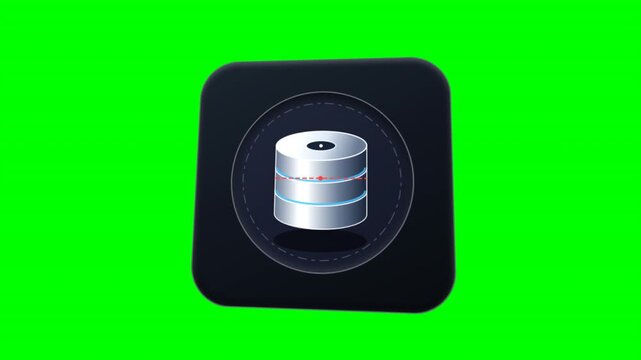 Database Disk Storage Card Green Screen Animation.