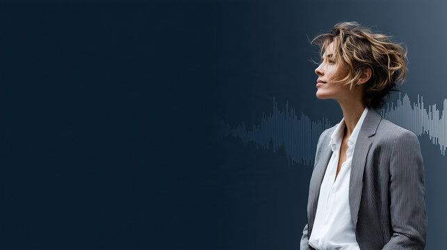 Investment Advisor with Floating AI Market Analytics &mdash; Luxury Fintech Corporate Portrait

