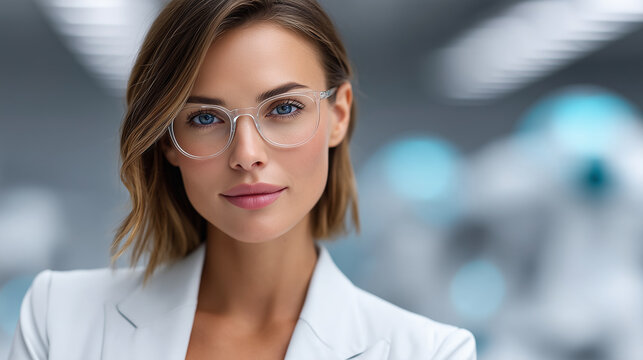 Business Consultant with AI Workflow Visualization &mdash; Corporate Studio Portrait

