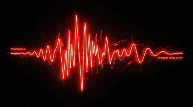 Neon red audio waveform sound visualization