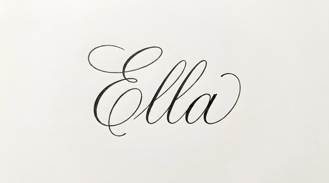 Elegant handwritten calligraphy of the name Ella on white background