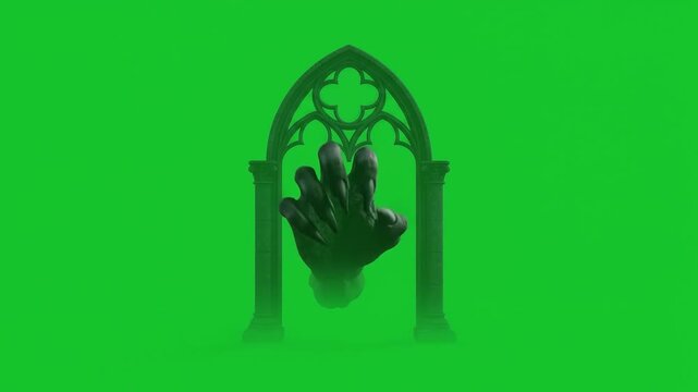 Halloween green screen scary monster hand creepy evil fear spooky panic terror darkness zombie grim reaper death grave tombstone night shadow