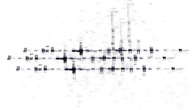 Digital glitch distortion effect overlay with blue static noise lines on transparent background.