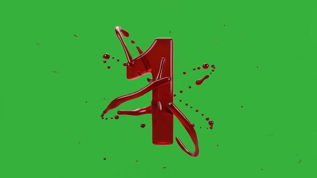 Halloween green screen scary horror blood splash number dripping red liquid spooky creepy monster chilling dark panic terror dread shock fright