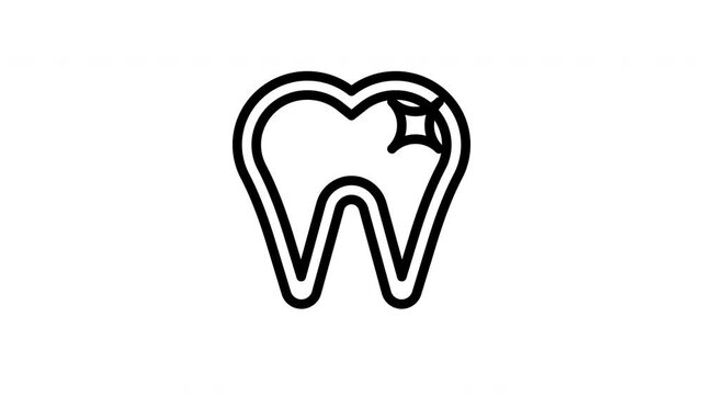 Animated shining dental tooth icons on transparent background