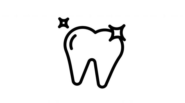 Sparkling tooth icons grid animation on transparent background